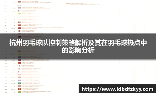 杭州羽毛球队控制策略解析及其在羽毛球热点中的影响分析